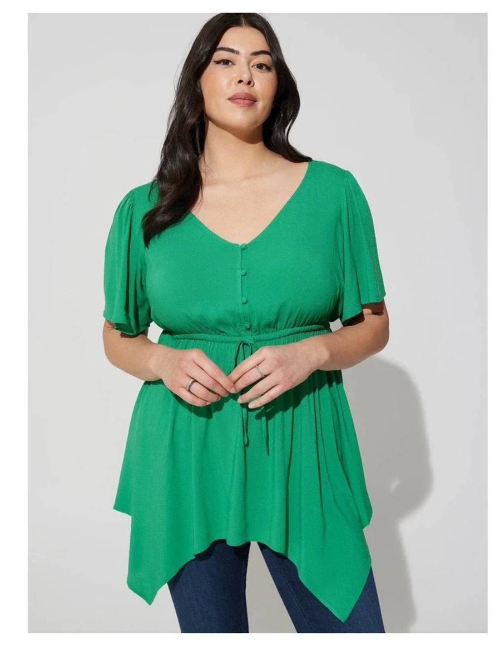 Torrid Rayon Sharkbite Babydoll Flutter Sleeve Top Shirt Blouse Size 4X